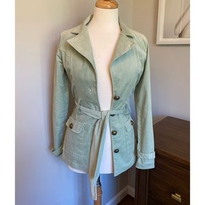 young at heart Corduroy Trench Coat Soft Blue